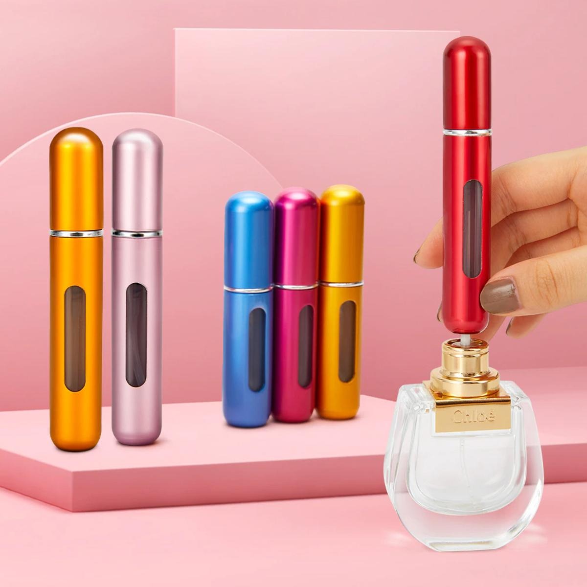 Portable 5ml Perfume Spray Bottle Aluminum Mini Refillable Travel Atomizer Perfume Container Multiple Color