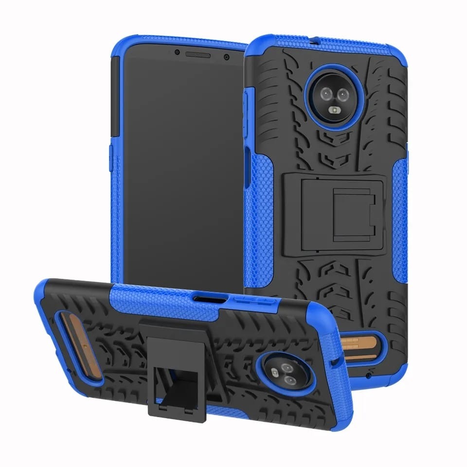 Motorola Moto Z4 Armor Case Hybrid Shock Proof Dual layer with kickstand Cover Moto Z4 Play / Z4 - Black