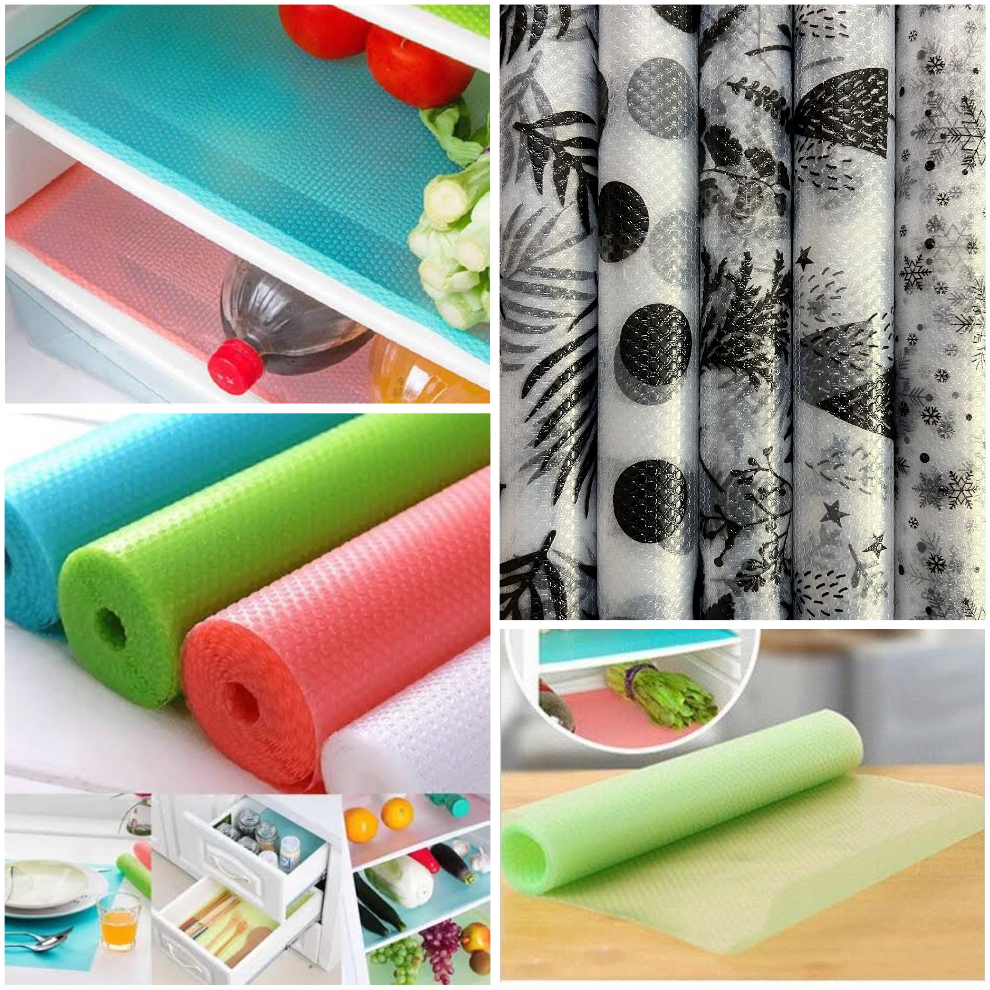 Non-Slip Waterproof Fridge & Shelf Mats, Moisture-Proof, Multi-Color, 45cm x 150cm
